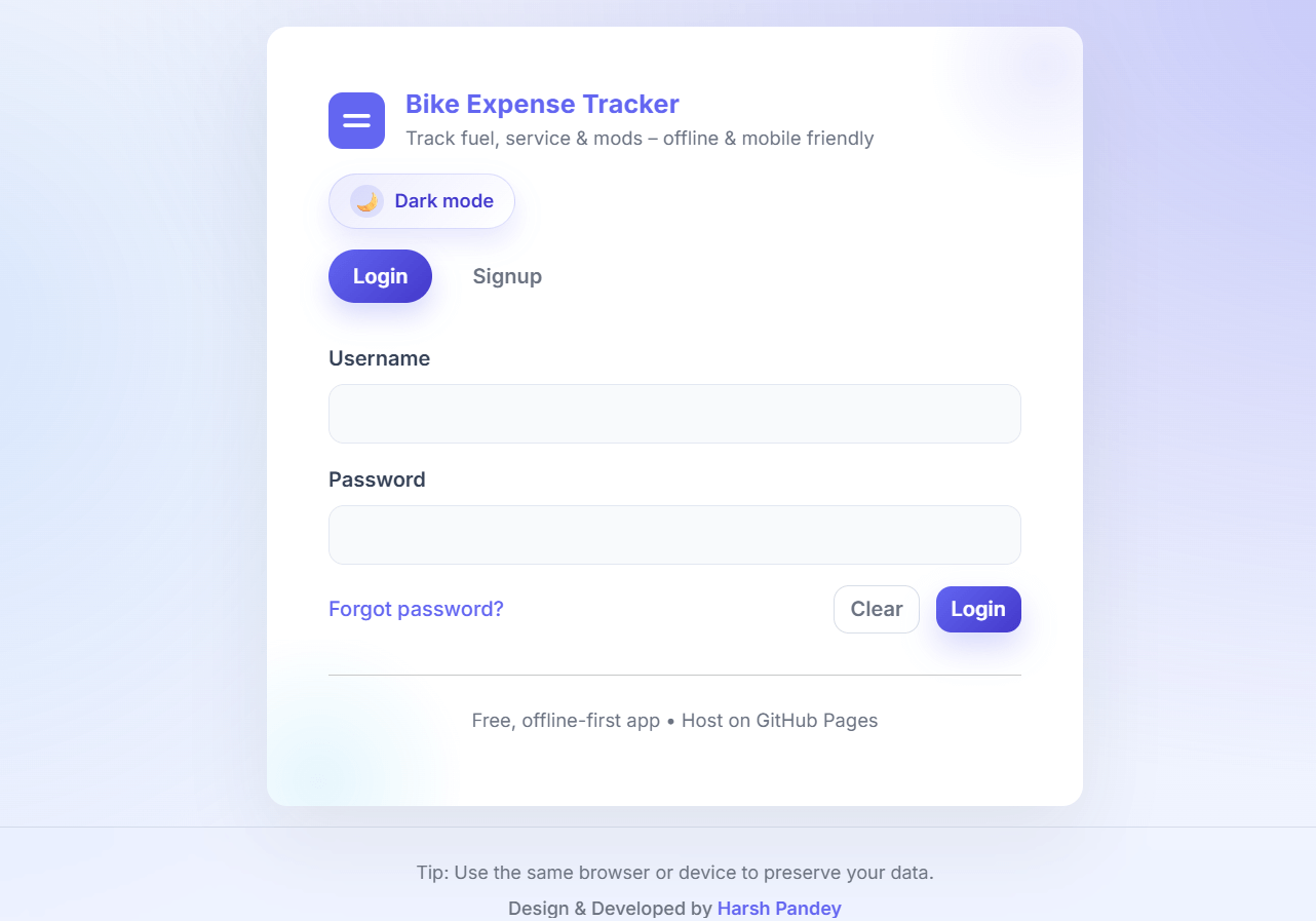 Bike Expense Tracker