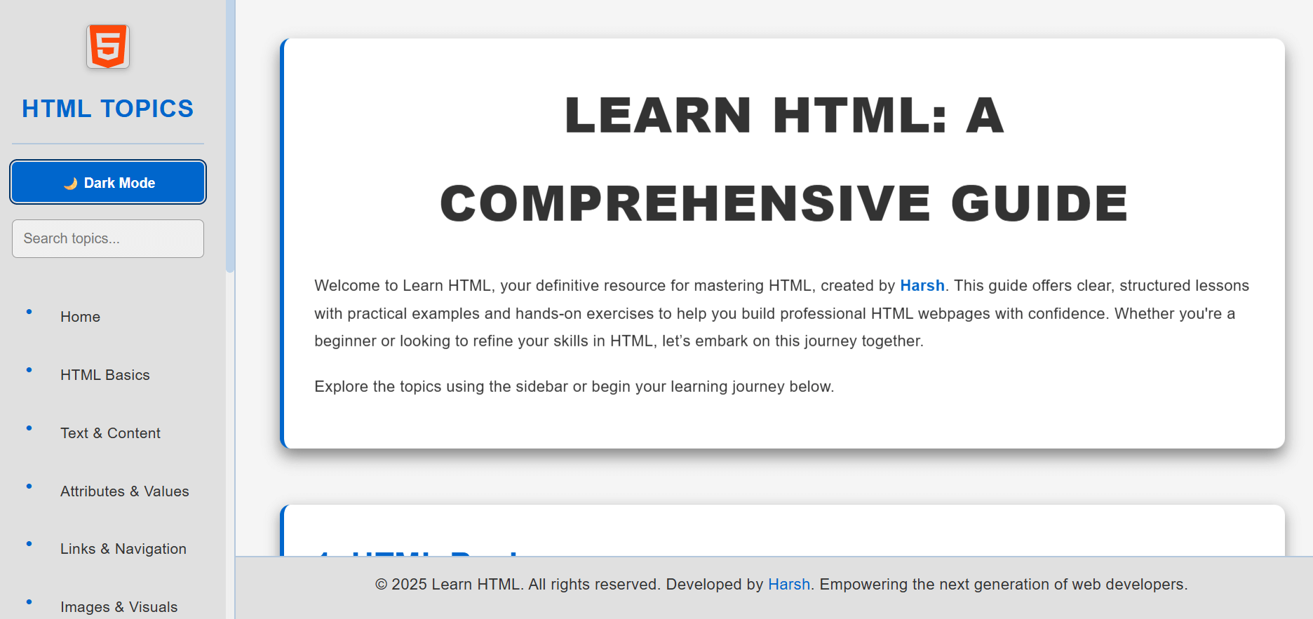 HTML MDN Website